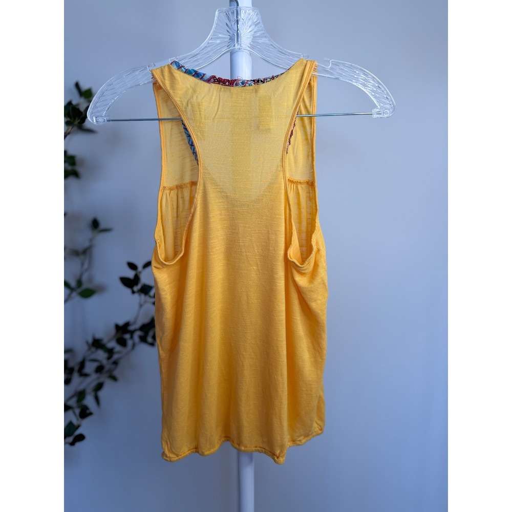 American Rag Cie Yellow Embroidered Boho Tank Top Lace Beads Racerback Womens S - Picture 4 of 6